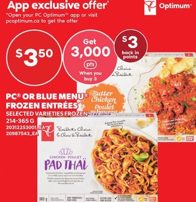 PC® OR BLUE MENU® FROZEN ENTRÉES from Loblaws City Market