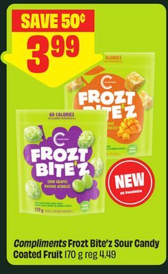 Compliments Froz't Bite'z Sour Candy Coated Fruit from FreshCo