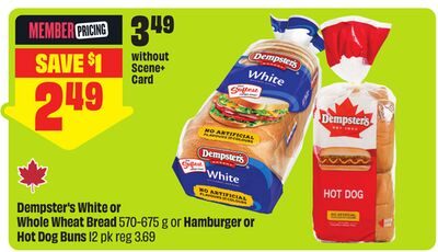 Dempster's White or Whole Wheat Bread or Hamburger or Hot Dog Buns from FreshCo