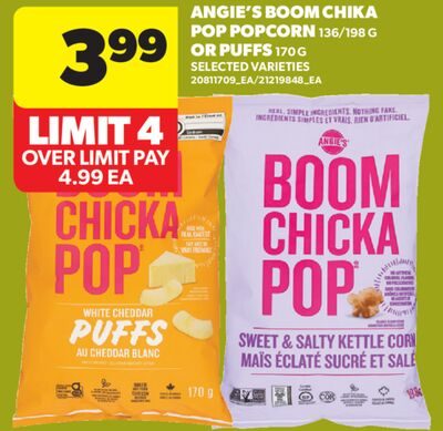 ANGIE'S BOOM CHIKA POP POPCORN, OR PUFFS from Real Canadian Superstore