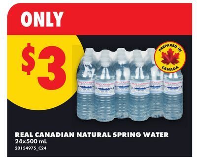 REAL CANADIAN NATURAL SPRING WATER, 24x500 mL from No Frills