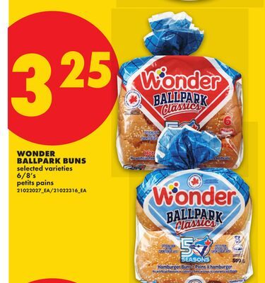 WONDER BALLPARK BUNS, 6/8'S from No Frills