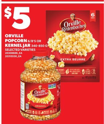ORVILLE POPCORN, 6/8'S OR KERNEL JAR from Zehrs