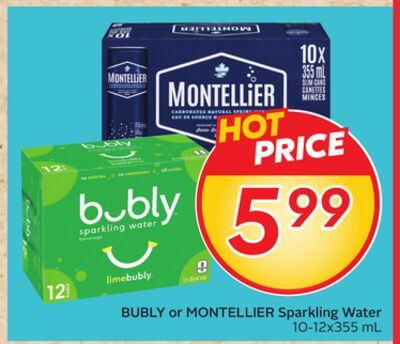 BUBLY or MONTELLIER Sparkling Water from Safeway