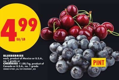 BLUEBERRIES, CHERRIES from No Frills