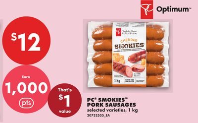 PC® SMOKIES™ PORK SAUSAGES from No Frills