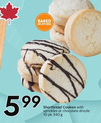 Shortbread Cookies with sprinkles or chocolate drizzle from Safeway