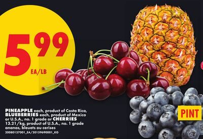 PINEAPPLE, EACH, BLUEBERRIES, EACH OR CHERRIES from No Frills