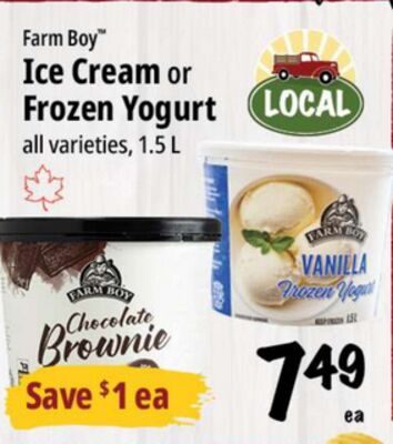 Farm Boy™ Ice Cream or LOCAL Frozen Yogurt from Farm Boy