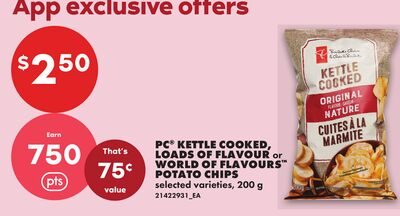 PC® KETTLE COOKED, LOADS OF FLAVOUR OR WORLD FLAVOURS POTATO CHIPS from No Frills