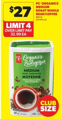 PC® ORGANICS MEDIUM ROAST WHOLE BEAN COFFEE from Real Canadian Superstore