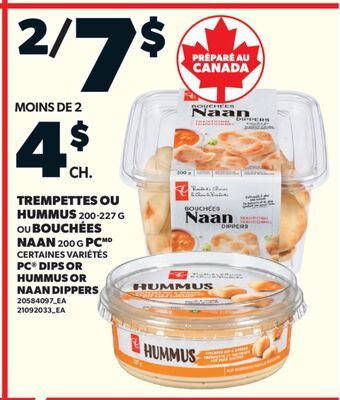 TREMPETTES OU HUMMUS OU BOUCHÉES NAAN PC from Valu-mart