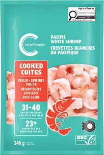 Panache Seafood Appetizers 252–, Selected or Compliments Shrimp, Cooked or Raw, 31– per lb or Bay Scallops, 80– per lb from Thrifty Foods