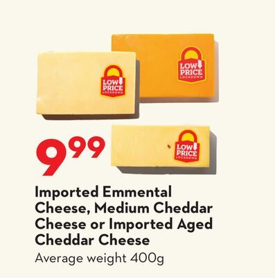 Imported Emmental Cheese, Medium Cheddar Cheese or Imported Aged Cheddar Cheese from Longo's