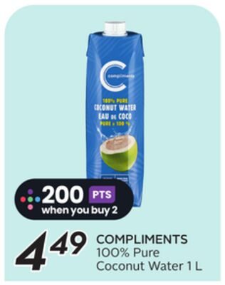 COMPLIMENTS 100% Pure Coconut Water from Safeway