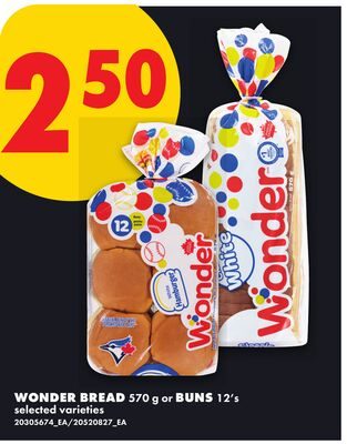 WONDER BREAD, OR BUNS, 12'S from No Frills