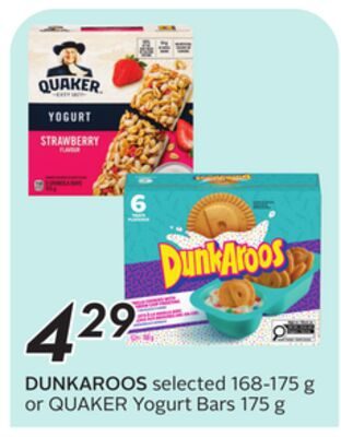 DUNKAROOS selected or QUAKER Yogurt Bars from Safeway