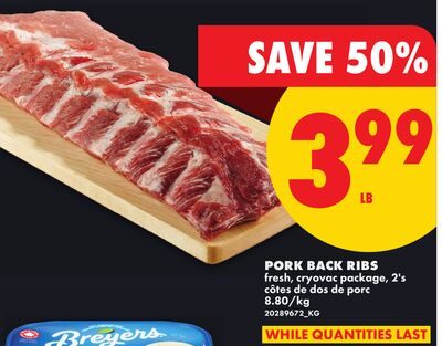 PORK BACK RIBS, 2's from No Frills
