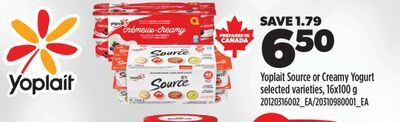YOPLAIT SOURCE OR CREAMY YOGURT, 16x100 g from Real Canadian Superstore