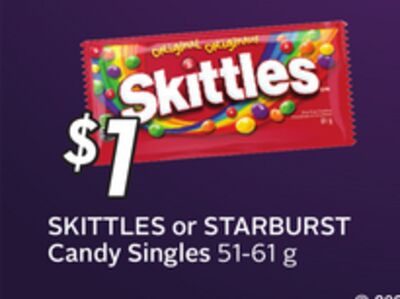 SKITTLES or STARBURST Candy Singles from Safeway