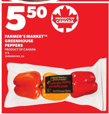 FARMER'S MARKET™ GREENHOUSE PEPPERS, 3'S from Your Independent Grocer