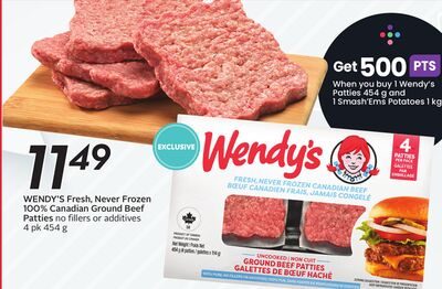 WENDY'S Fresh, Never Frozen 100% Canadian Ground Beef Patties from Safeway
