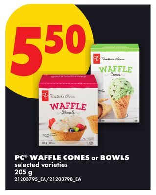 PC® WAFFLE CONES or BOWLS from No Frills