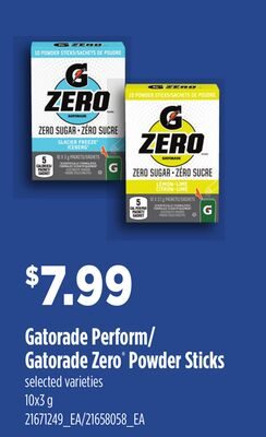 GATORADE PERFORM/ GATORADE ZERO® POWDER STICKS, 10X3 G from Loblaws City Market
