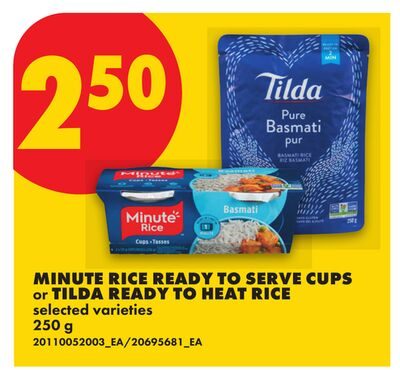 MINUTE RICE READY TO SERVE CUPS OR TILDA READY TO HEAT RICE from No Frills