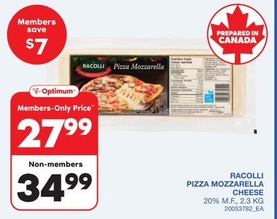 PIZZA MOZZARELLA CHEESE 20% M.F. from Wholesale Club