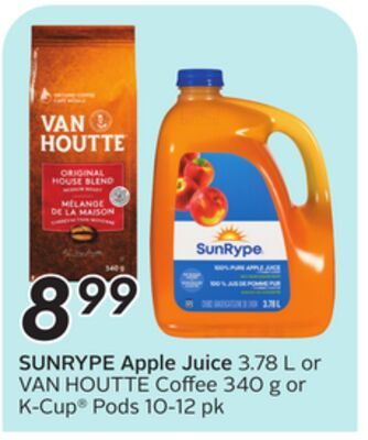 SUNRYPE Apple Juice or VAN HOUTTE Coffee or K-Cup® Pods 10-12 pk from Safeway