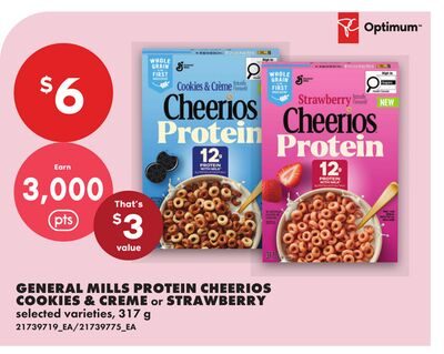 GENERAL MILLS PROTEIN CHEERIOS COOKIES & CREME OR STRAWBERRY from No Frills