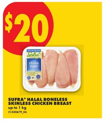 SUFRA® HALAL BONELESS SKINLESS CHICKEN BREAST, UP TO from No Frills