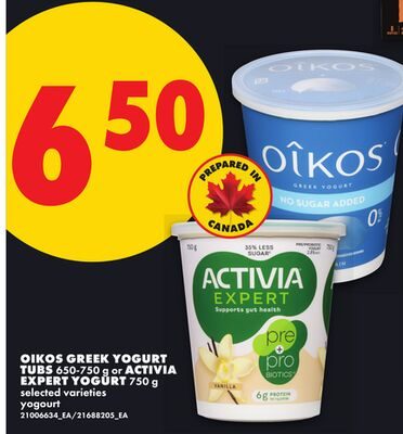 OIKOS GREEK YOGURT TUBS, OR ACTIVIA EXPERT YOGURT from No Frills
