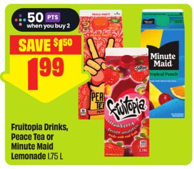Fruitopia Drinks, Peace Tea or Minute Maid Lemonade from FreshCo