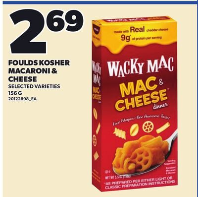 FOULDS KOSHER MACARONI & CHEESE from Loblaws City Market