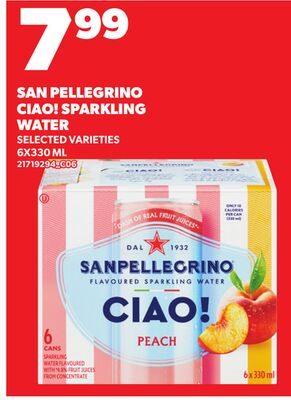 SAN PELLEGRINO CIAO! SPARKLING WATER,6X330 ML from Loblaws City Market