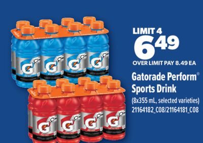 GATORADE PERFORM® SPORTS DRINK, 8x355 ML from Real Canadian Superstore