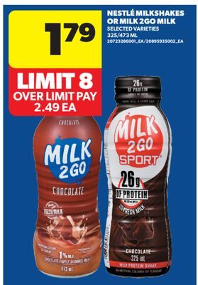 NESTLÉ MILKSHAKES OR MILK 2GO MILK from Real Canadian Superstore