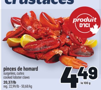 PINCES DE HOMARD | COOKED LOBSTER CLAWS from Metro
