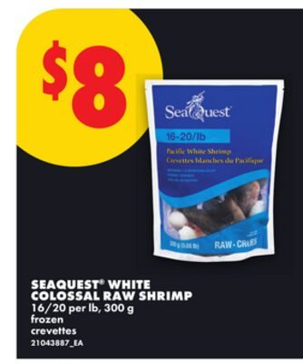 SEAQUEST® WHITE COLOSSAL RAW SHRIMP, 16/20 PER LB from No Frills
