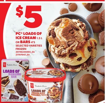 PC® LOADS OF ICE CREAM, OR BARS, 4'S from Loblaws City Market