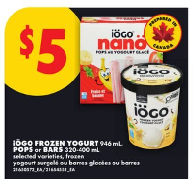 IÖGO FROZEN YOGURT, , POPS OR BARS from No Frills