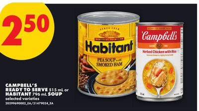 CAMPBELL'S READY TO SERVE, OR HABITANT, SOUP from No Frills
