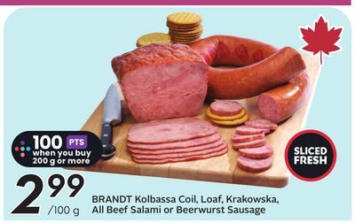 Kolbassa Coil, Loaf, Krakowska, All Beef Salami or Beerwurst Sausage from Safeway