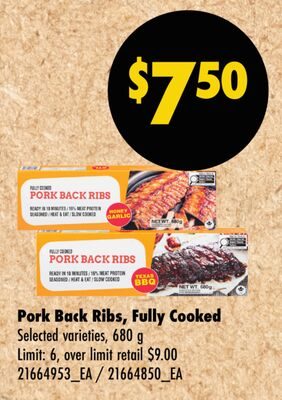 PORK BACK RIBS, FULLY COOKED from Wholesale Club