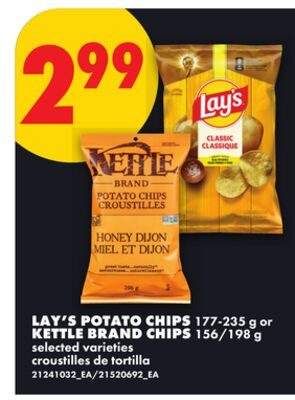 LAY'S POTATO CHIPS, OR KETTLE BRAND CHIPS from No Frills
