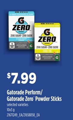 GATORADE PERFORM/ GATORADE ZERO® POWDER STICKS, 10X3 G from Zehrs