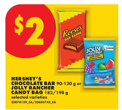 HERSHEY'S CHOCOLATE BAR, OR JOLLY RANCHER CANDY BAG from No Frills