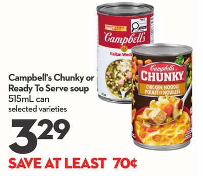Campbell's Chunky or Ready To Serve soup from Longo's